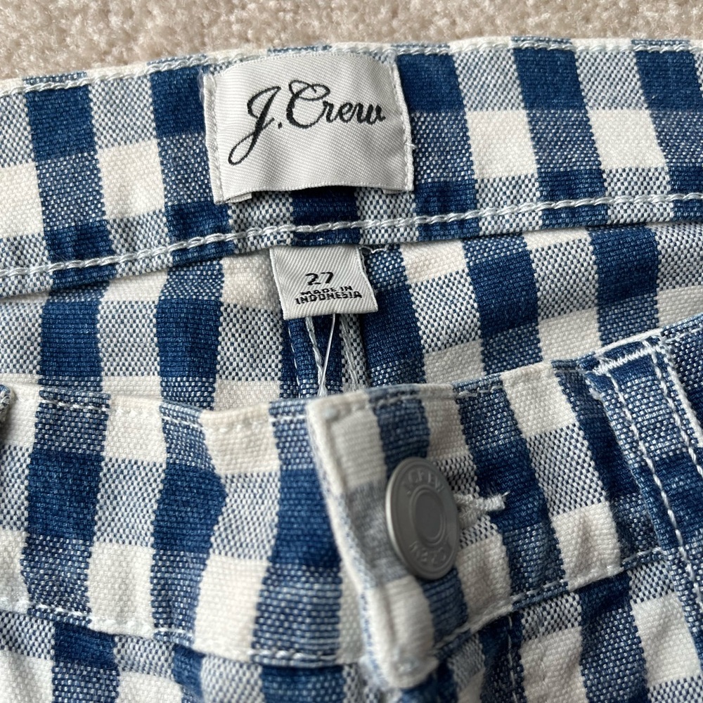 J. Crew Women’s Preppy blue check vintage straight jeans size 27 NWT - Picture 3 of 7